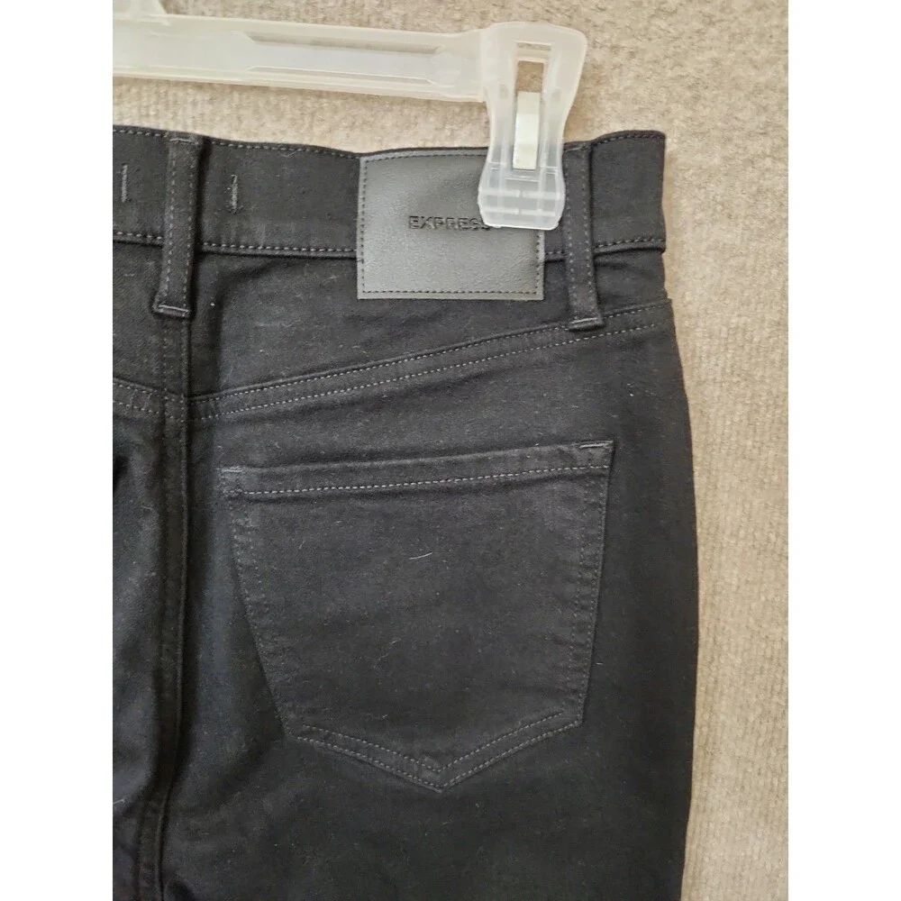 Express 70s Flare Jeans Womens 6 Short Black Hyper Sculpt Stretch NEW